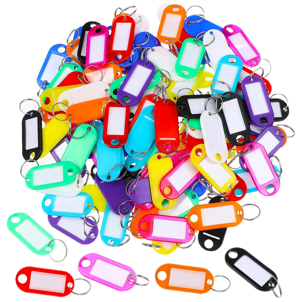 200pcs Portable Key Tags Colored Key Labels Multi-use Luggage Tags Keychain Luggage Tag Hanging Keychain Key Ring Tag for DIY