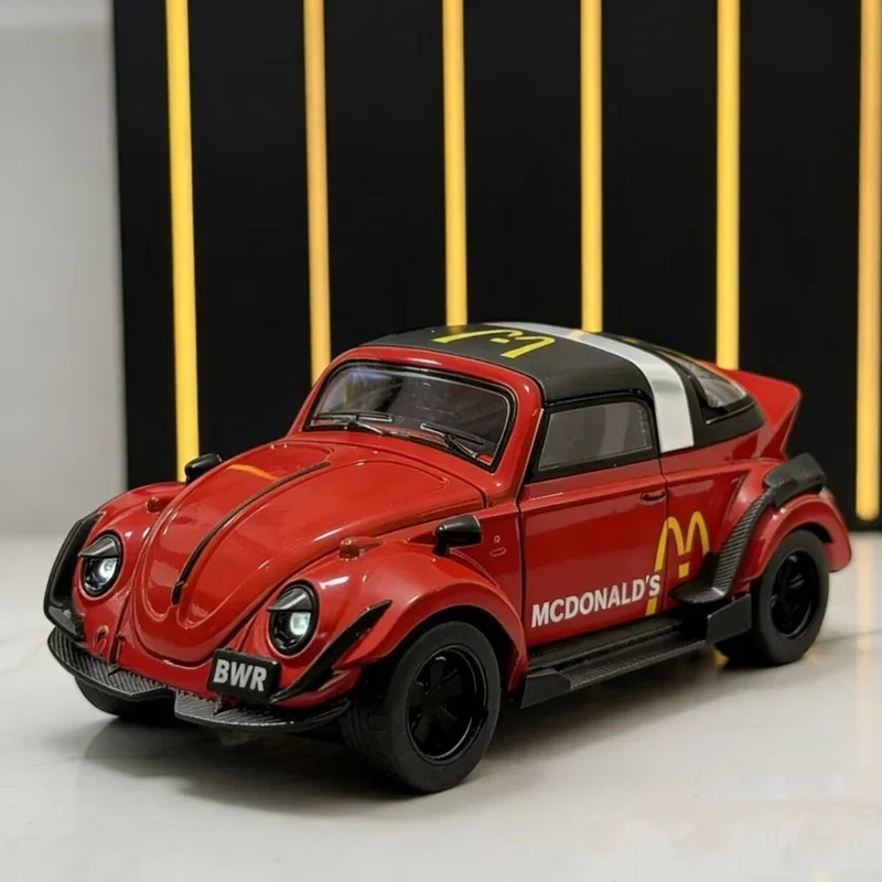 

Модель автомобиля Volkswagen Beetle Type 1 (1:32) из сплава, модифицированная, с широким кузовом, спортивная, литая, металлическая, классическая, со звуком и светом, игрушка для детей, подарок