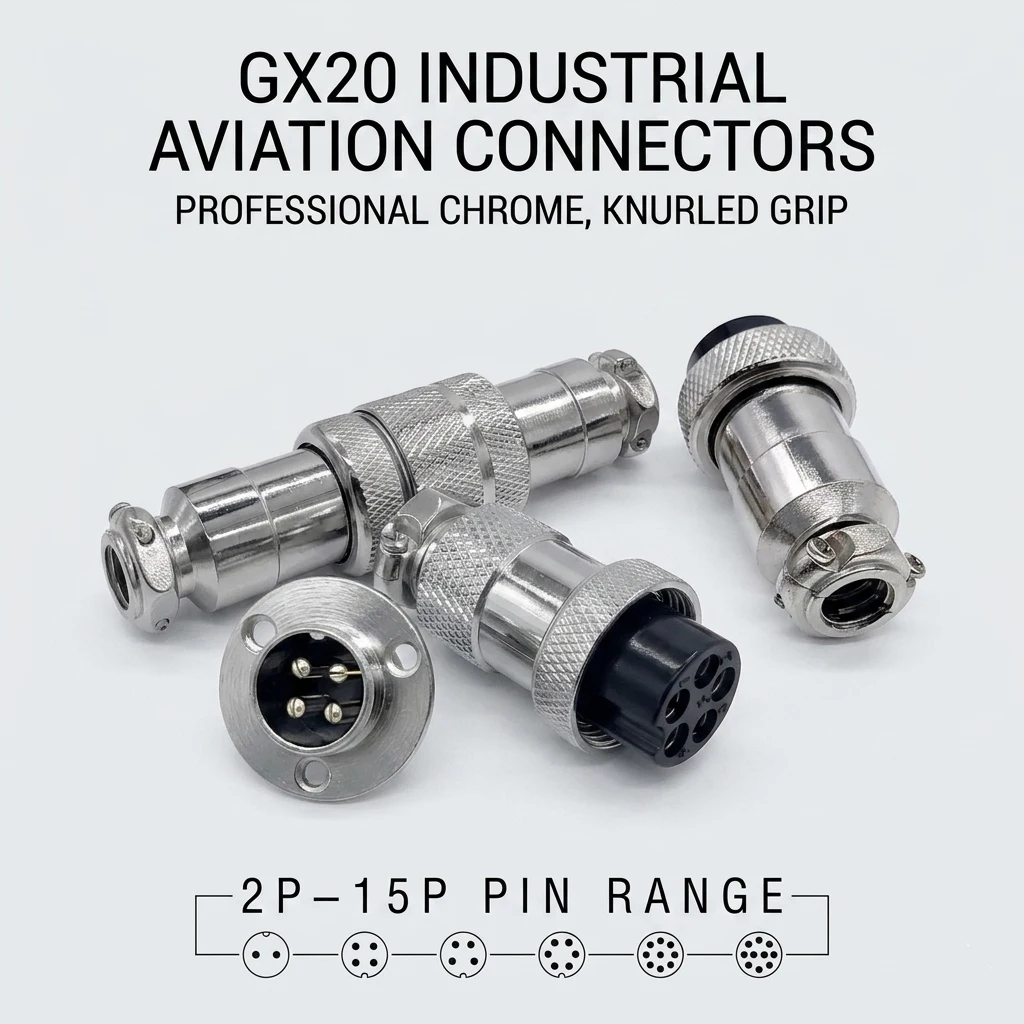 

GX20 Aviation Connector 2Pin to 15Pin Circular Plug Socket Male Female Metal Panel Mount Connector Industrial Power Cable Plug