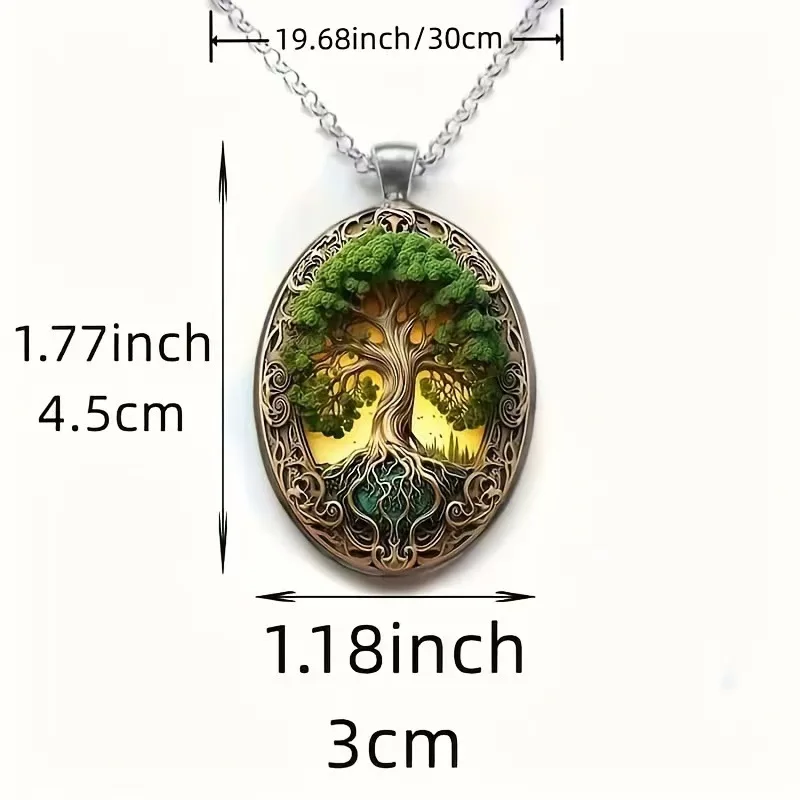 Bohemian Tree of Life Necklace Glass Pendant Nature Inspired Jewelry Love Anniversary Gift for Her Valentines Day Present