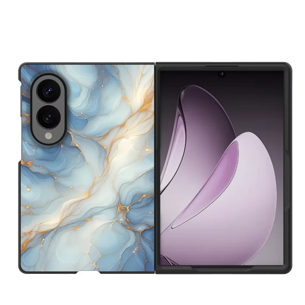 Shell Phone Case for Samsung Galaxy Z Fold8 Wide ZFold Wide Z Fold 8 ZFold8 Blue Marble Pattern