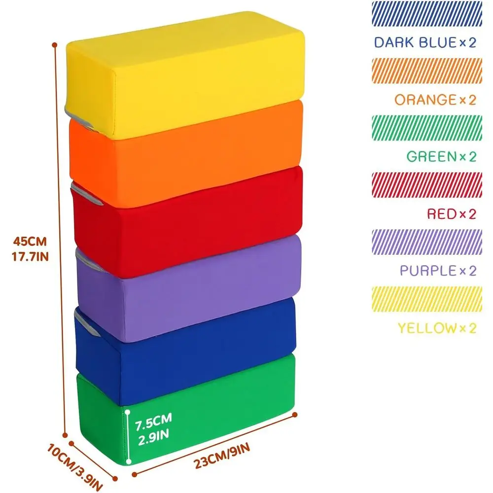 12-częściowy zestaw bloków piankowych pokrytych tkaniną - 23x10x7,6 cm, zestaw do budowania i zabawy dla dzieci