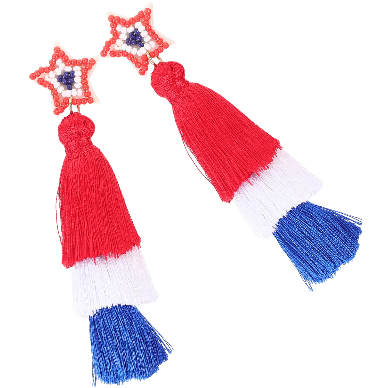 

1Pair Five-Pointed Star Earrings Independence Day Tassel Lightweight Drop Earrings for Women Girls 4th of July Festival Jewelry