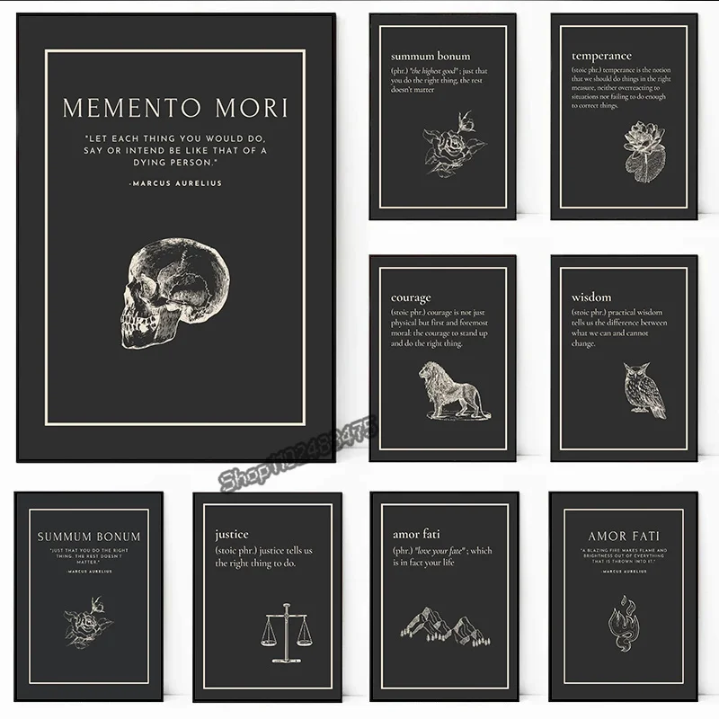 تحفيزية إقتباس طباعة قماش اللوحة لغرفة المكتب ، ديكور المنزل ، غرفة ملصق ، الشجاعة ، العدالة ، الحكمة ، الفضيلة ، الفضيلة ، البومة ، التحفيزية #1