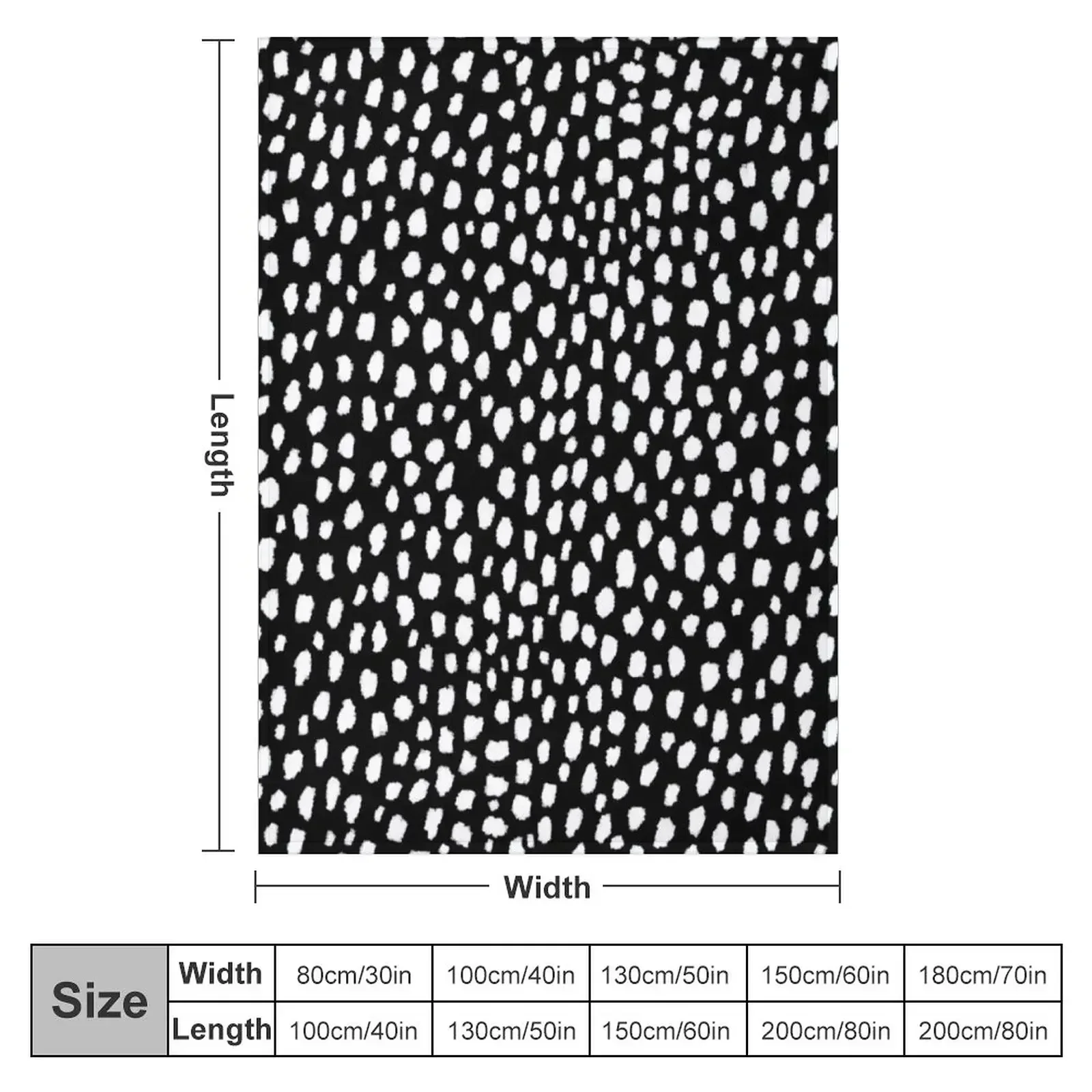 Handmade polka dot brush strokes (black and white reverse dalmatian) Throw Blanket bed plaid Moving Heavy Beach Blankets