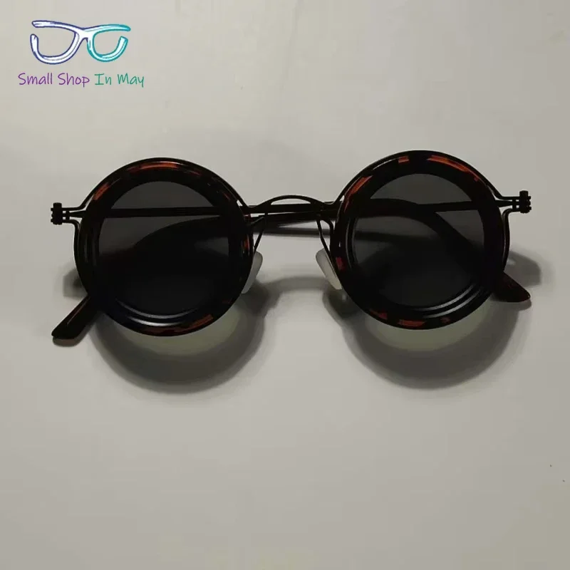 Handcrafted Round Titanium Steel 9-stop ND Dimmable Men's Sunglasses Techno-sense Cyberpunk Retro Plate Women's Sunglasses