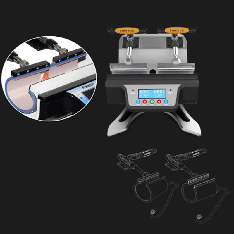 Máquina de imprensa de caneca de estação dupla ST-210 Máquina de imprensa de calor de sublimação para impressão de copos de canecas duplas de 11 onças