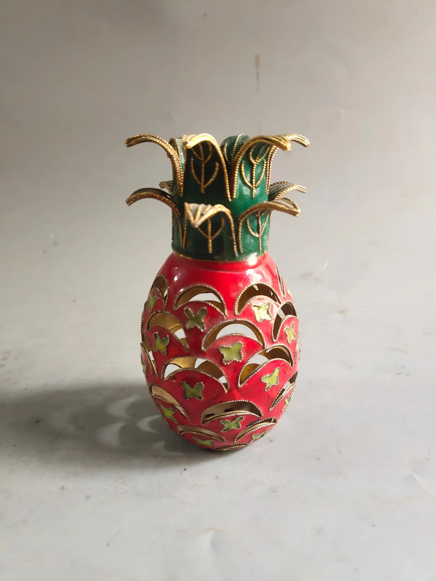 Vintage Copper Tire Cloisonne Pineapple Home Decoration