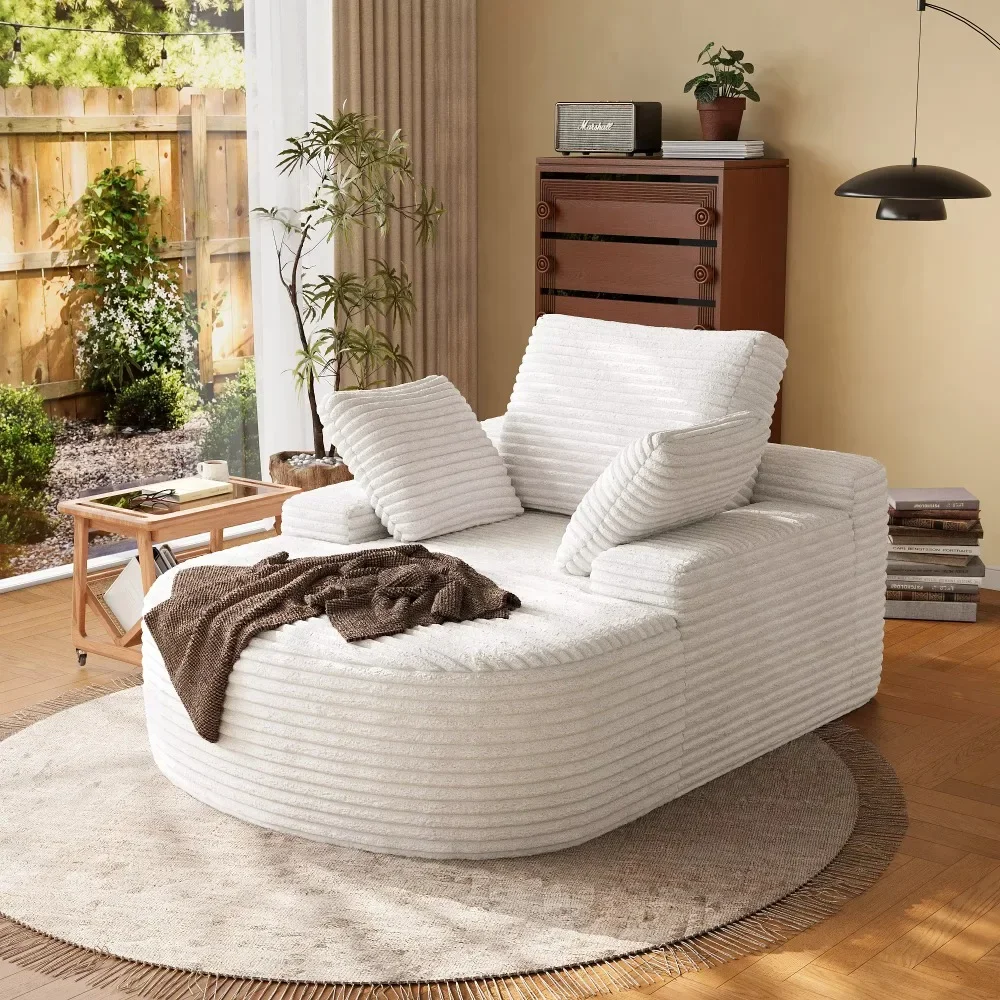 Artunus Nordic Compression Single Sofa High Density Sponge Furniture White Beige Sofa Bedroom Living Room Oval Lazy Sofa
