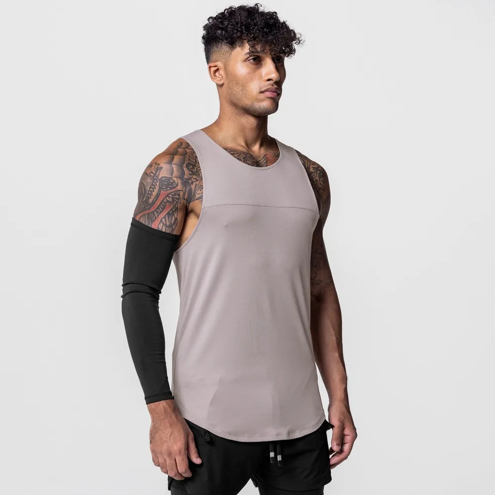 Mens Workout Sleeveless Vests Summer Breathable Quick-drying Male Tight Gym Bodybuilding Fitness Tank Tops Mesh Splice Design