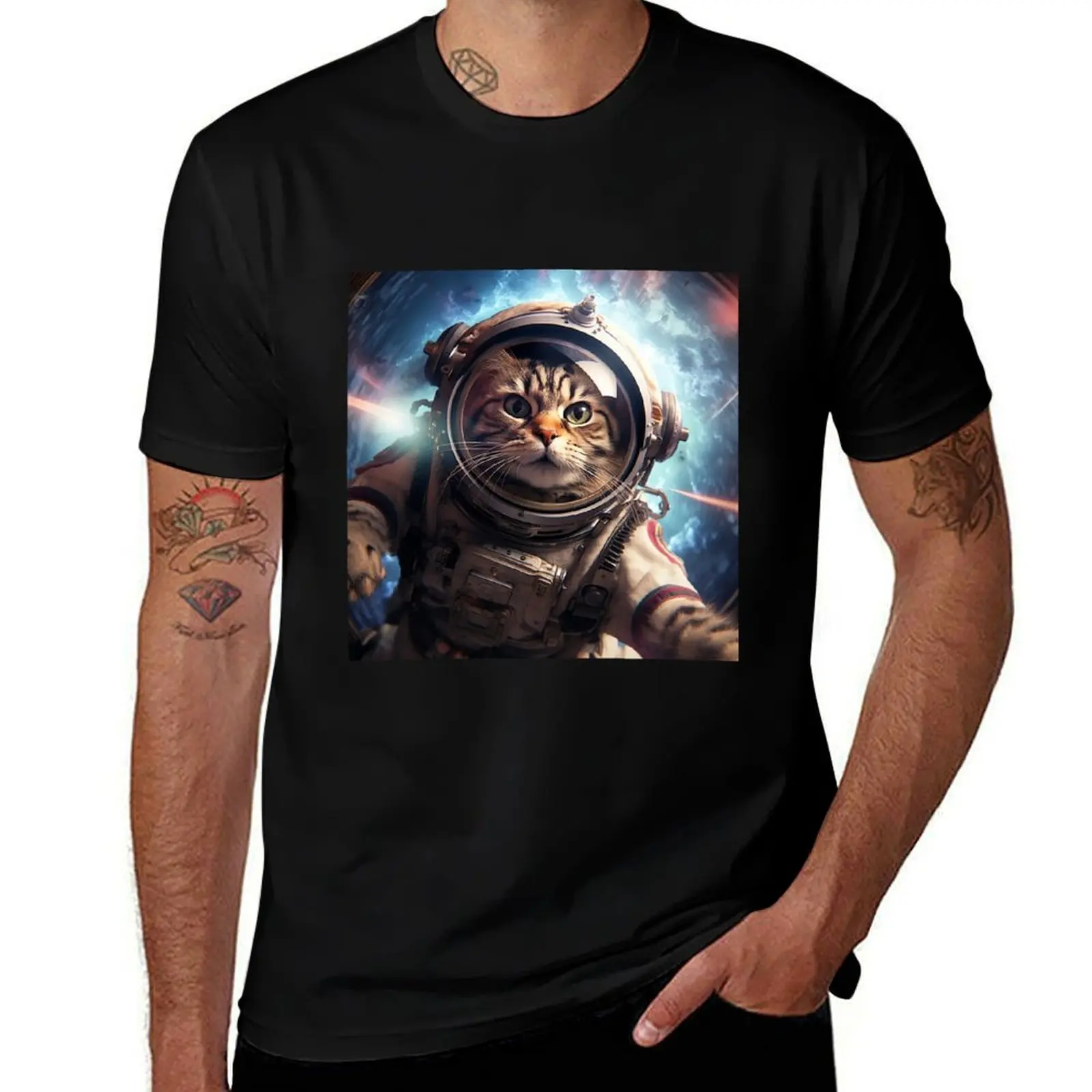 

Space Cats T-Shirt Big and Tall Crew Neck Tee