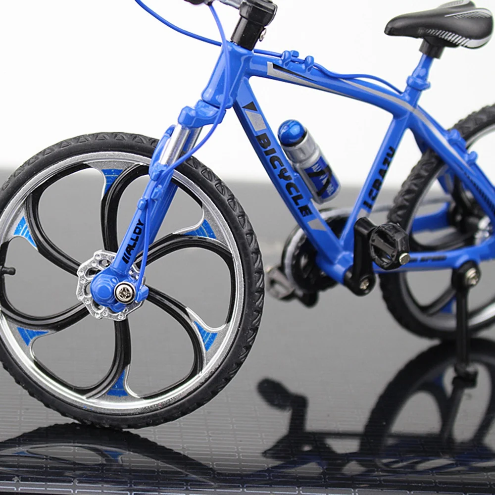 Mini Alloy Finger Bicycle Model Racing Toy Creative Simulation Metal Mountain Bike Set Collection Toys for Boys,Blue