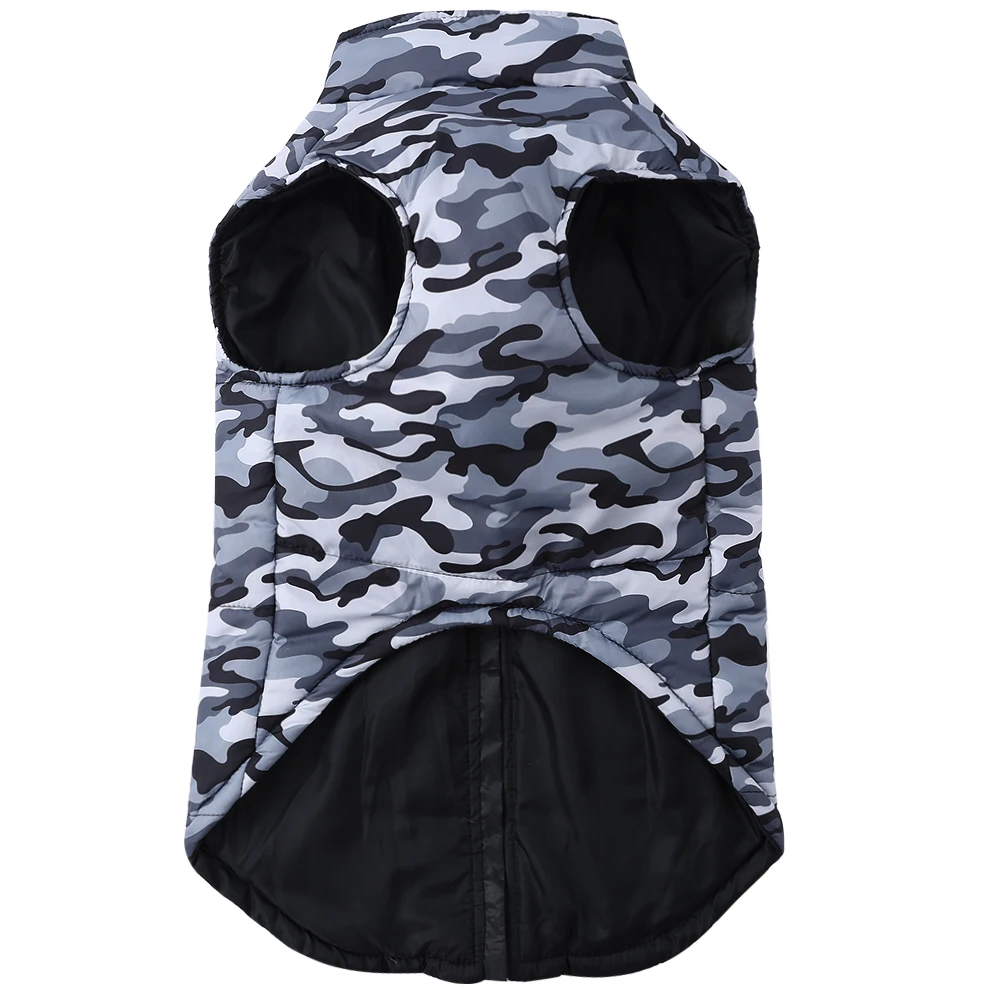 Winter Warm Clothes for Medium Large Dogs Windproof Padded Dog Vest Jacket with D-ring Fashion Camouflage Print Labrador Outfits