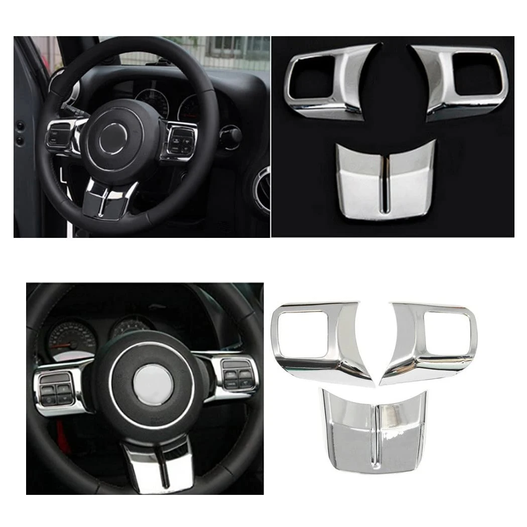 (Silver 18PCs) Car Decoration Steering Wheel & Center Console Air Outlet Trim For Jeep Wrangler JK JKU 2011-18