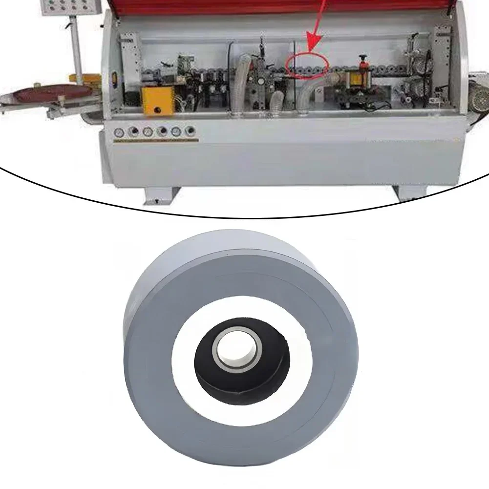 Single Rubber Press Wheel 48x8x25mm With Bearing Assembly Compatible With For Edge Banding Machines Gray Color