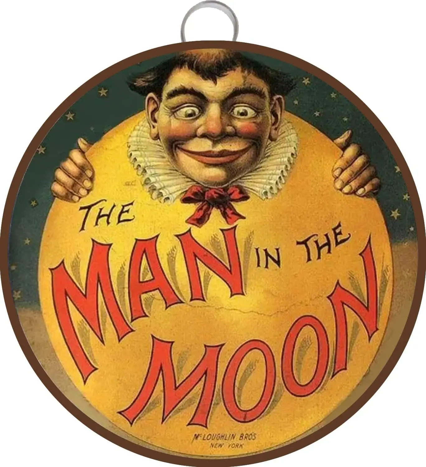 Man in The Moon tin Sign, Nursery Rhyme Storybook Whimsical Victorian,Wall Sign Wall Decor Gift for Mom, Dad,Metal Sign Tin,Wall