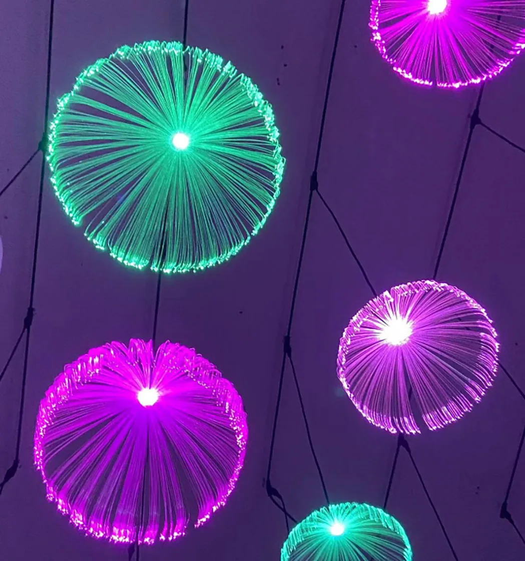 5Pcs Dandelion Jellyfish Fiber Optic Chandelier Christmas Solar Light Decoration Outdoor String Lights Fiber Optic Flower Lighti - view 6