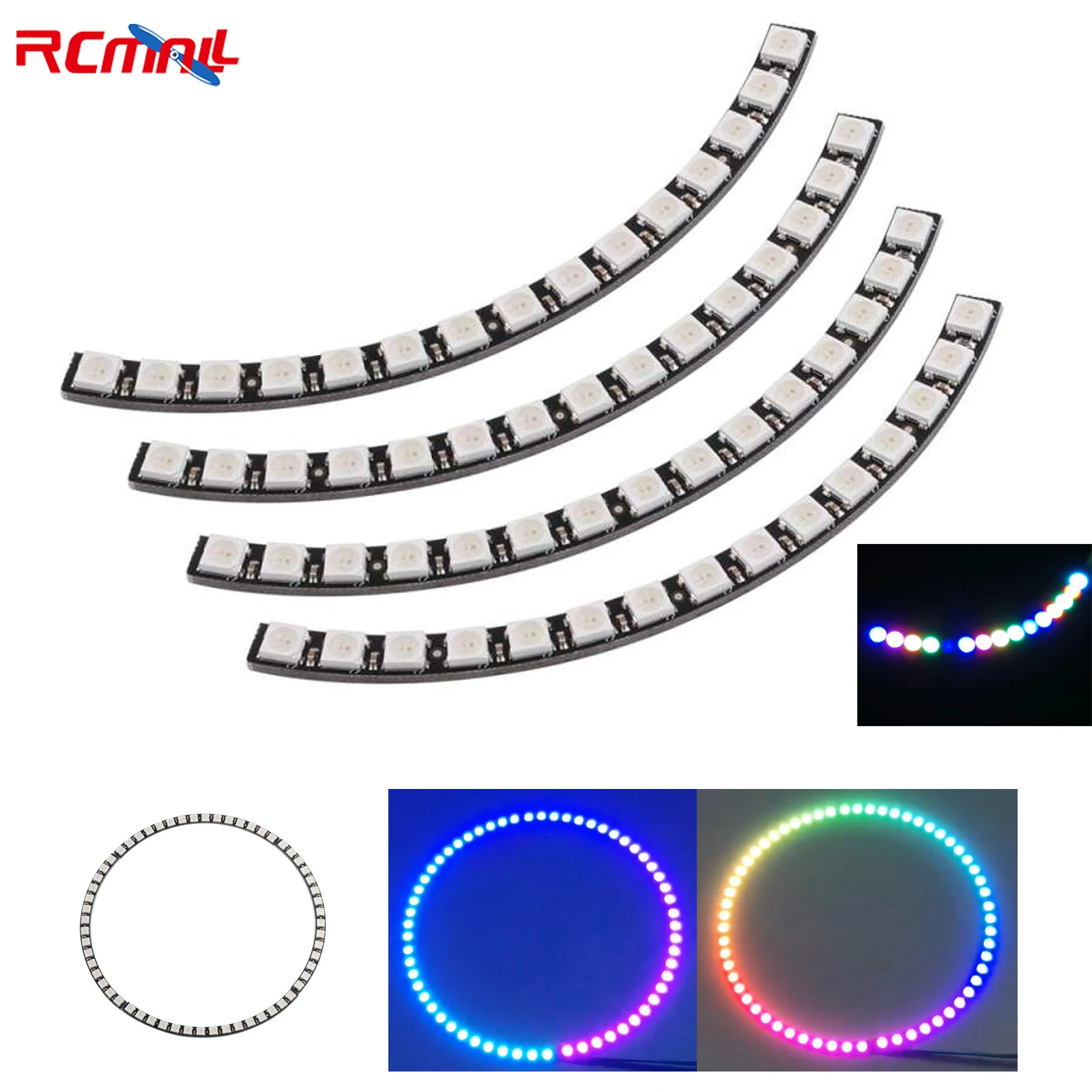 60 X WS2812 WS2812B 5050 RGB LED Ring Lamp Light 60 Bits with Integrated Drivers SK6812 for Arduino Raspberry Pi
