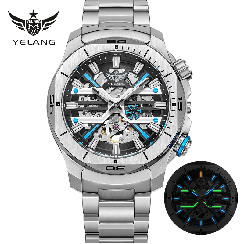 

Yelang V1034 Мужские часы 44 мм Деловые роскошные сапфировые японские часы Miyota 8N40 Автоматические механические водонепроницаемые 300 м 30 бар светящиеся T100