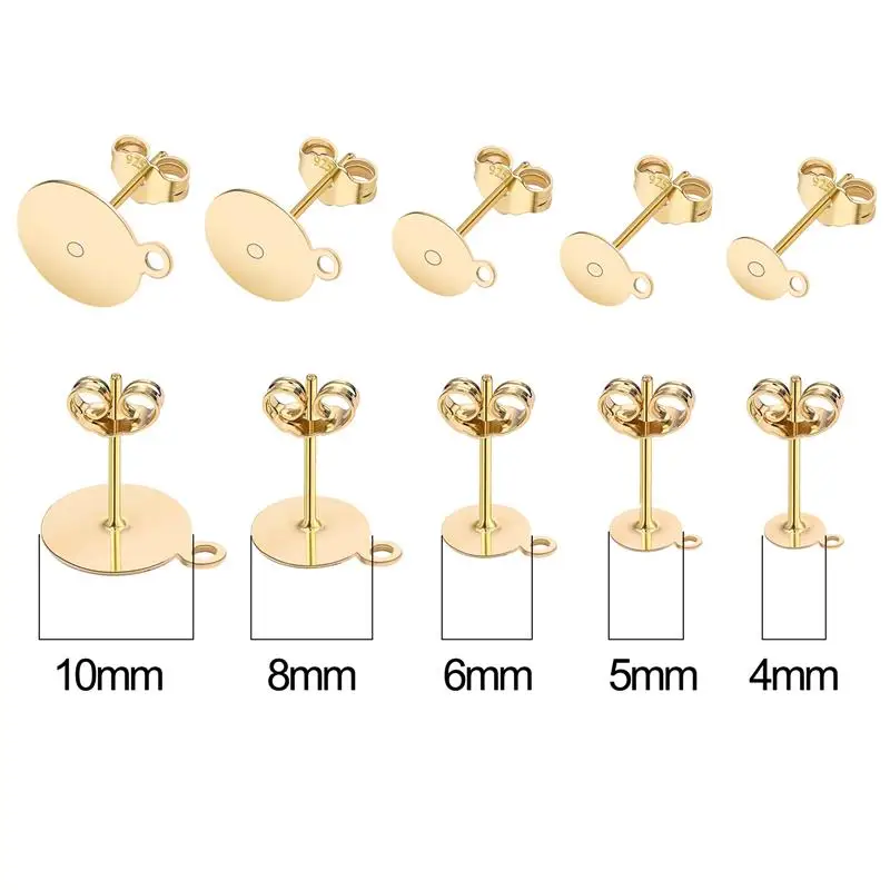 50pcs/lot 925 Silver Plated Blank Post Earring Studs Base Pin With Earring Plug Finding Ear Back For Jewelry Making 4/5/6/8/10mm