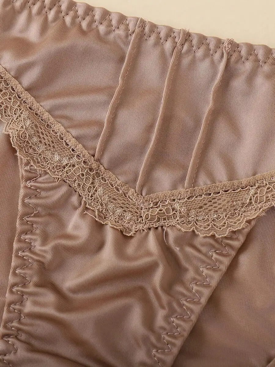 

4 Pcs Seamless Low-Waist Lace Briefs For Women