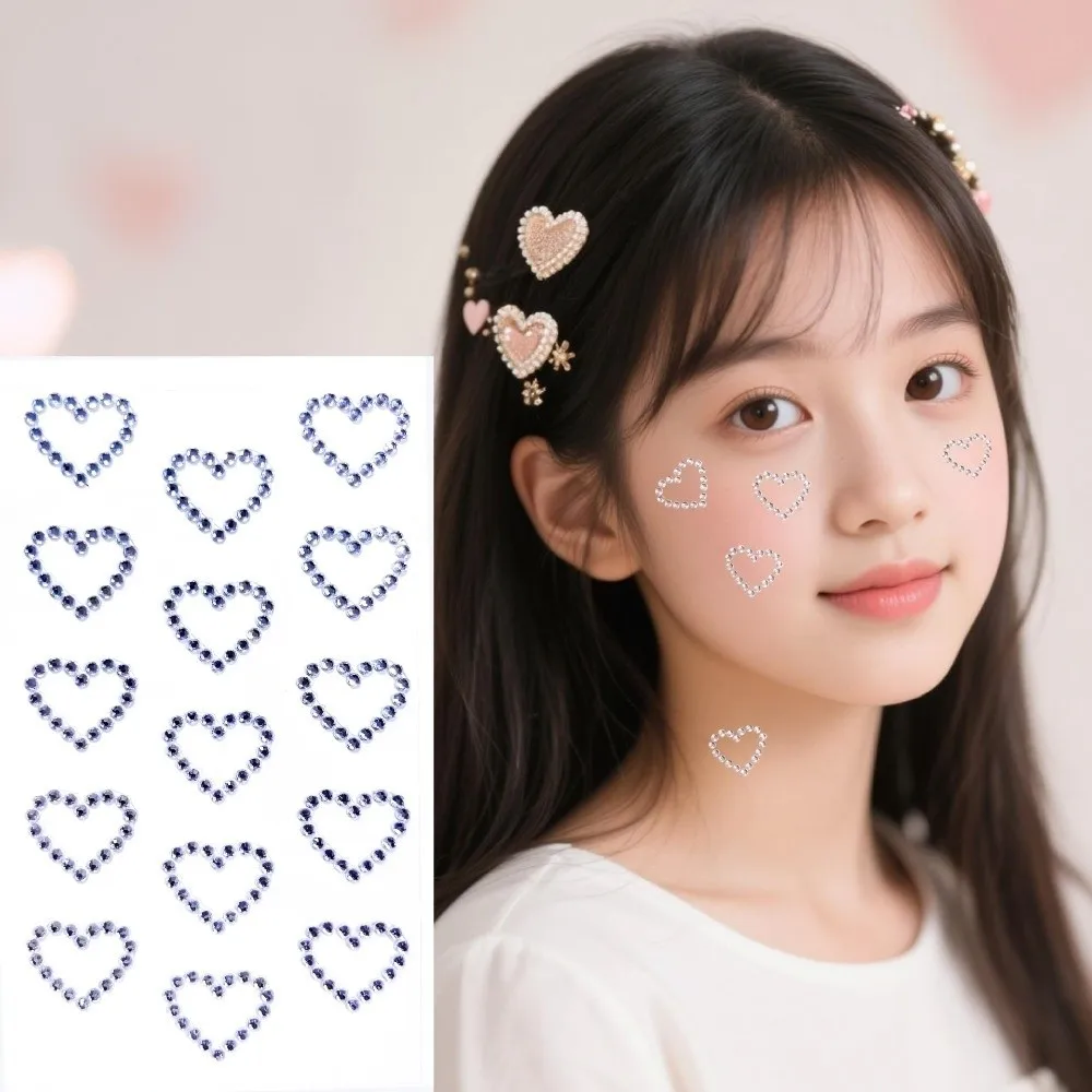 Rhinestone 3D Crystal Face Sticker Makeup Sticker Bowknot Photocard Sticker Shiny Y2K Face Tattoo Sticker
