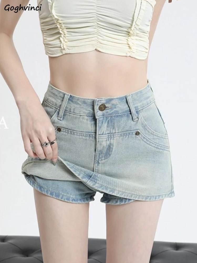 

Denim Skirts Women Sweet Mini Korean Style Tender Girlish All-match Empire New Popular Streetwear Chic Leisure Summer