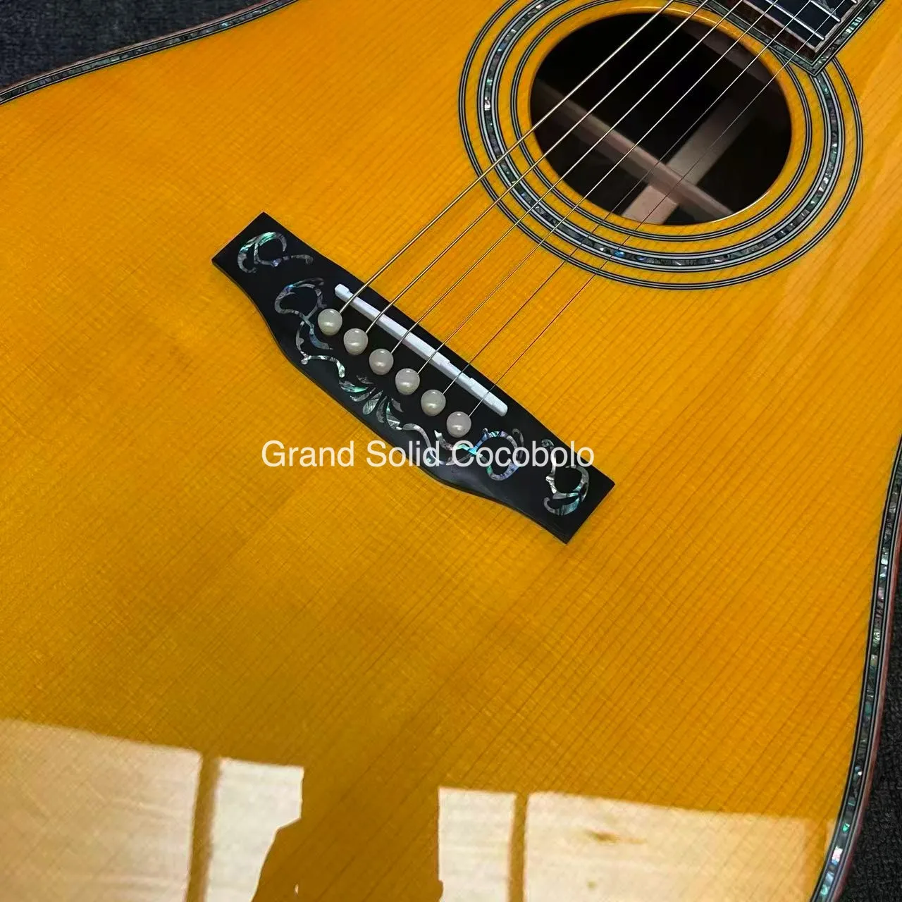 Custom 41 Inch Solid Cocobolo Wood Back Side Acoustic Guitar, Abalone Binding, Dreadnought D-45 Body Classic Folk Guitar