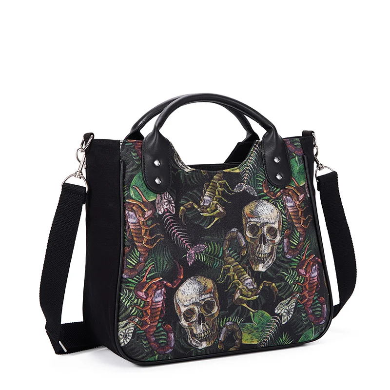 

JIEROTYX Handbag For Women Skeleton Bones Large Capacity Crossbody Bags Skulls Ribcage Gothic Shoulder Bag Handbag Horror Emo