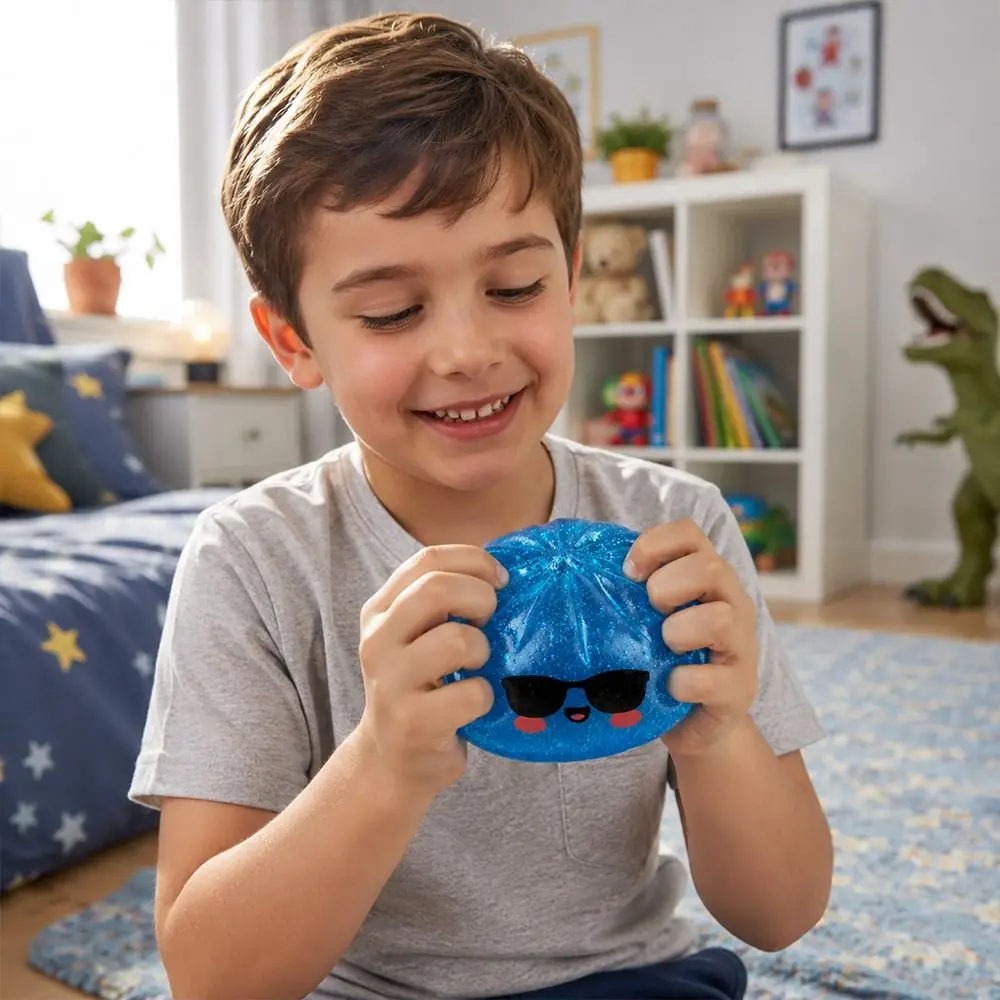 Glitter Shark Dumplings SqueezeToy Soft Slow Resilience Stress Relief Sensory Ball with Steamer Fidget