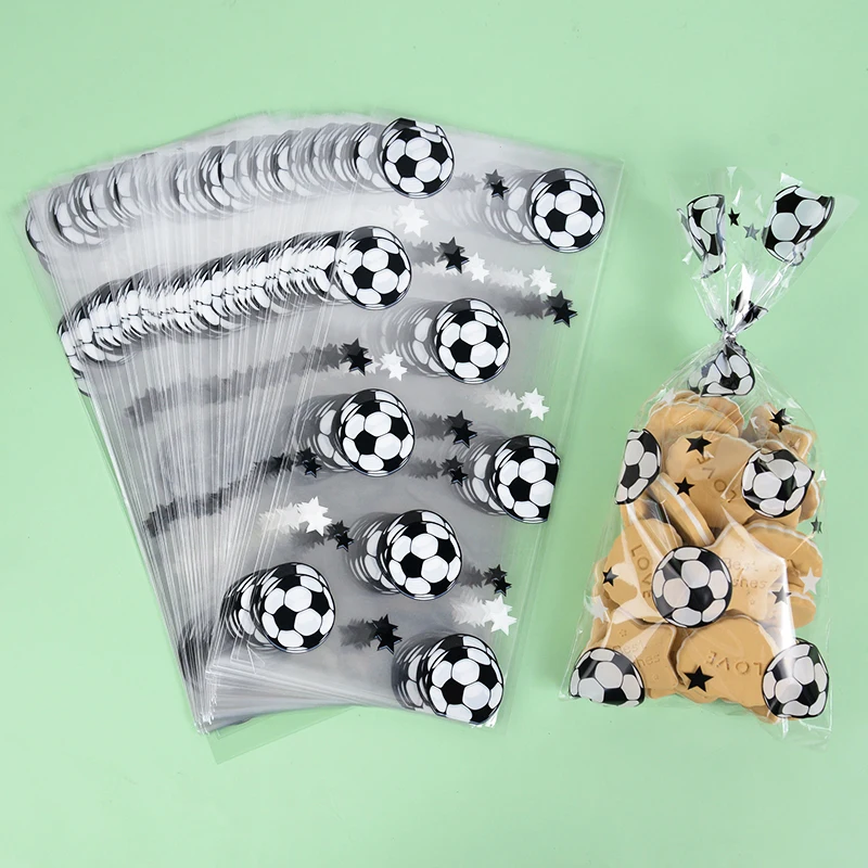 Soccer Party Favors Candy Bag With Twist Ties Kids Boys Birthday Sport Football Themed Party Decoration Gift Packaging Bag