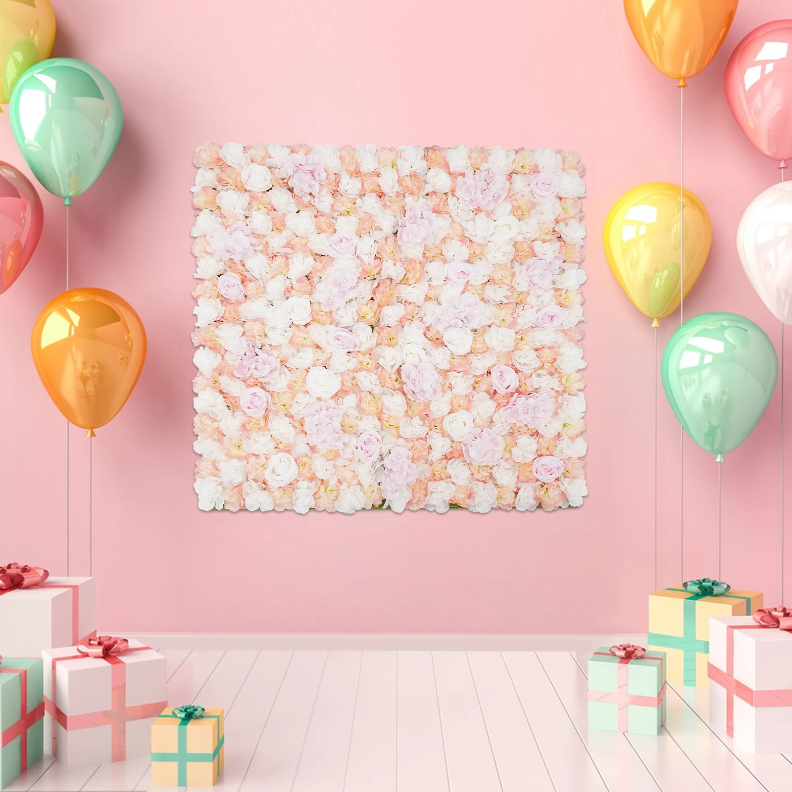 Artificial Flower Wall Panels 1*1m Flowers Wall Backdrop Silk Rose Flower Panels W/Straps for Wedding Photography Event Party Wall Decorations,Pink