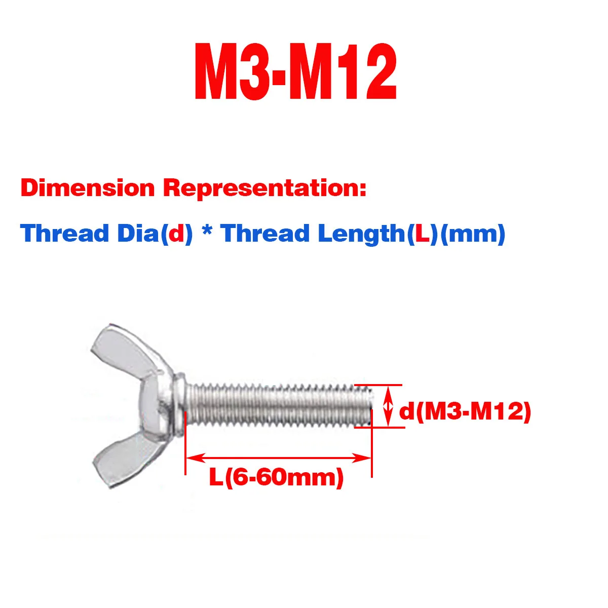 

304 SS Butterfly Screw / Butterfly Bolt Sheep Horn Butterfly Hand Screw M3 M4 M5 M6 M8 M10 M12