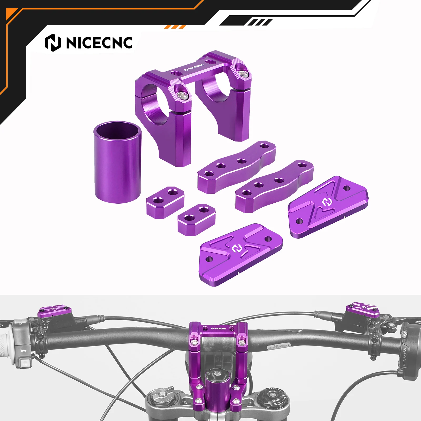

NICECNC For Surron light bee X S L1E Segway X160 X260 Front Handlebar Bar Riser Mount Bracket & Front Rear Brake Reservoir Cover