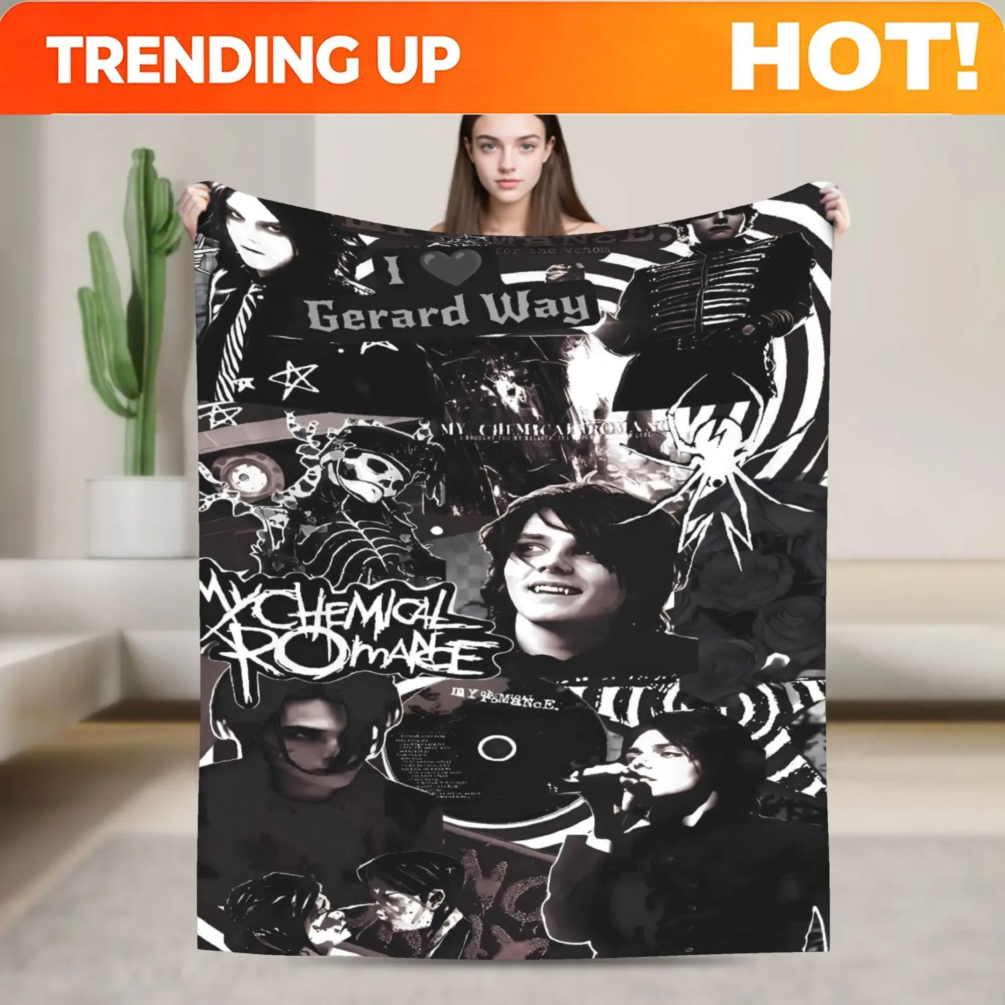 Custom My Chemical Romance Flannel Blanket Warm Soft Throw Blanket For Home Decor Camping Graphic Bedspread Sofa Bed Cover