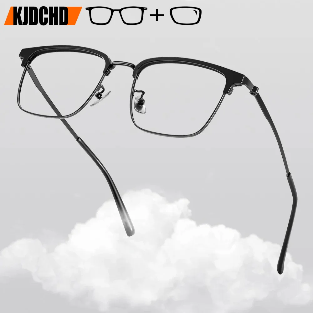 BLMUSA (L) Big Face Widened Men's Pure Titanium Prescription Glasses High Quality Ultralight Myopia Optical Reading Eyeglasses