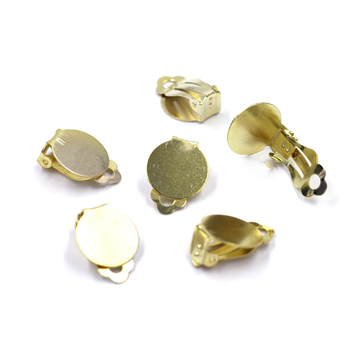

50Pcs Earring Clips Ear Round Alloy Gold Plated Jewelry DIY Making Findings 22x15mm