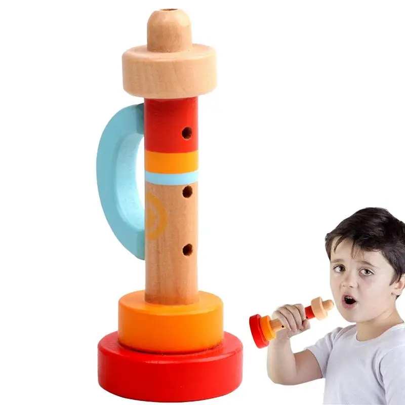 Wooden Trumpet Toy Wooden Recorder Instrument For Kids Wooden Recorders Piccolo Flute Early Education Music Sound Toys Learning