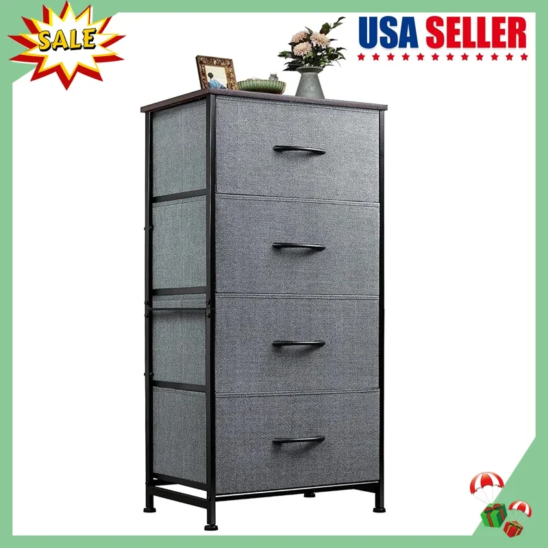 

Dresser with 4 Drawers, Storage Tower, Organizer Unit, Fabric Dresser for Bedroom, Hallway, Entryway, Closets, USA.NEW