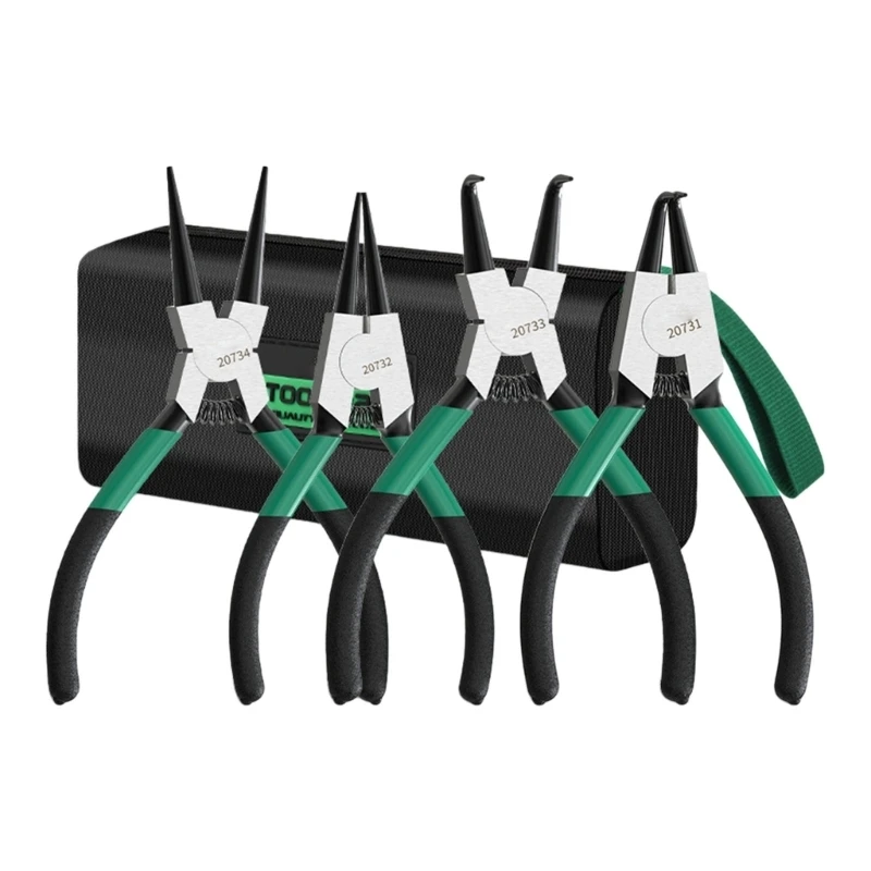 Durability Retaining Rings Pliers Set Of 4 Circlip Pliers For Bearing And Gear Maintenance With NonSlip Grips high quality