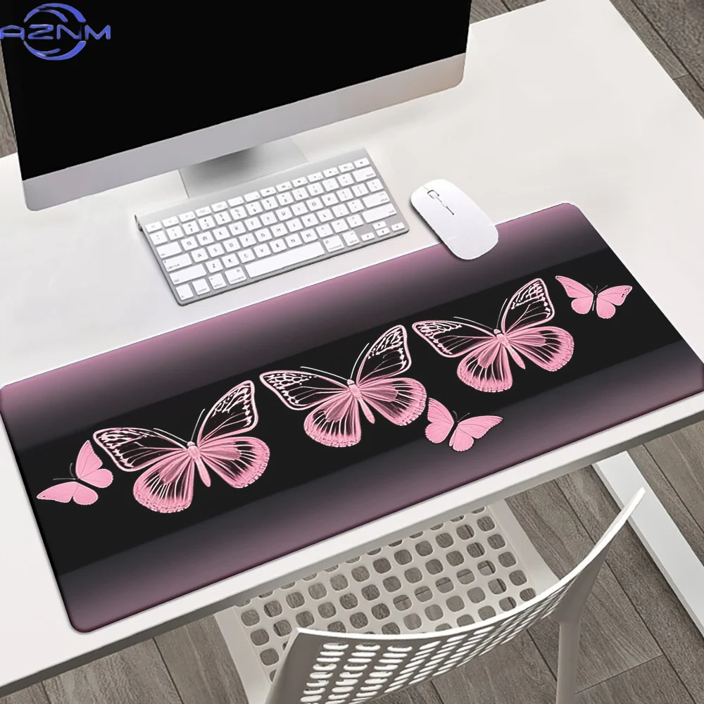 1pc a Pink Butterfly High-Definition Printed XXL Gaming Mouse Pad And Desk Mat - Features a Multi-Functional Non-Slip Surface, a