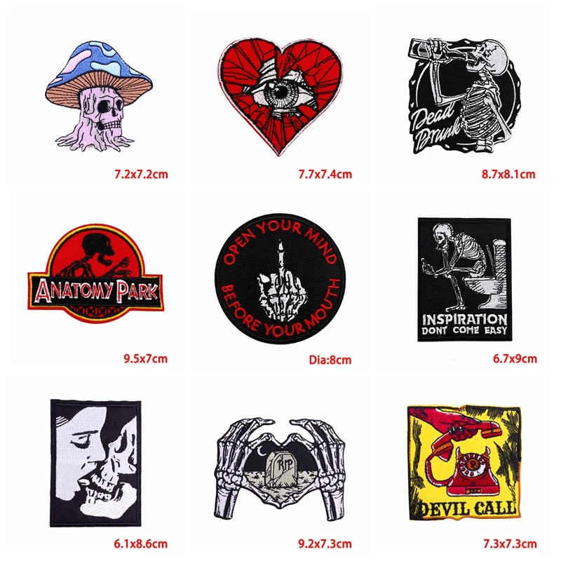 Parches termoadhesivos punk llama calavera para chaquetas mezclilla