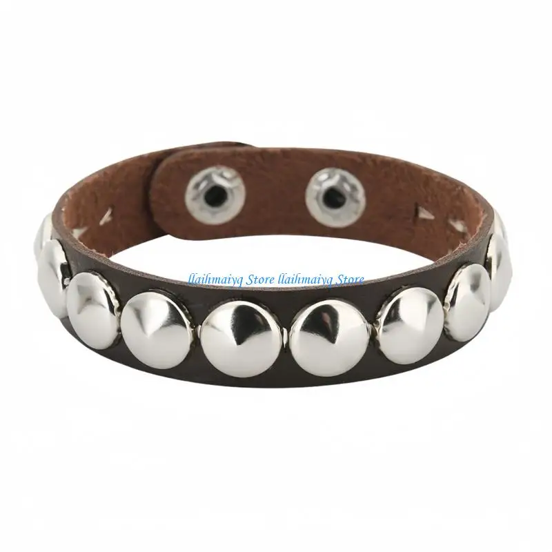 573B Fashionable Punk Cuff Bracelet Geometric Bangle Featuring Studs And Secure Closure For Easy Wearing