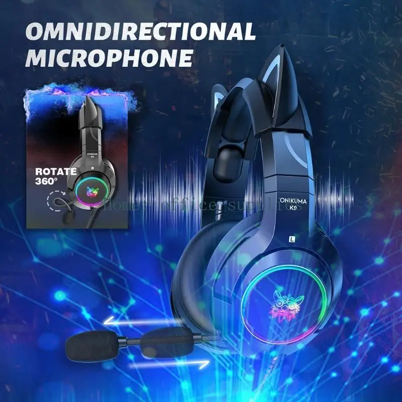 K43B K9 Cuffie da gioco USB7.1 Affioraggio da gioco per Gilrs Boys PC Stereo