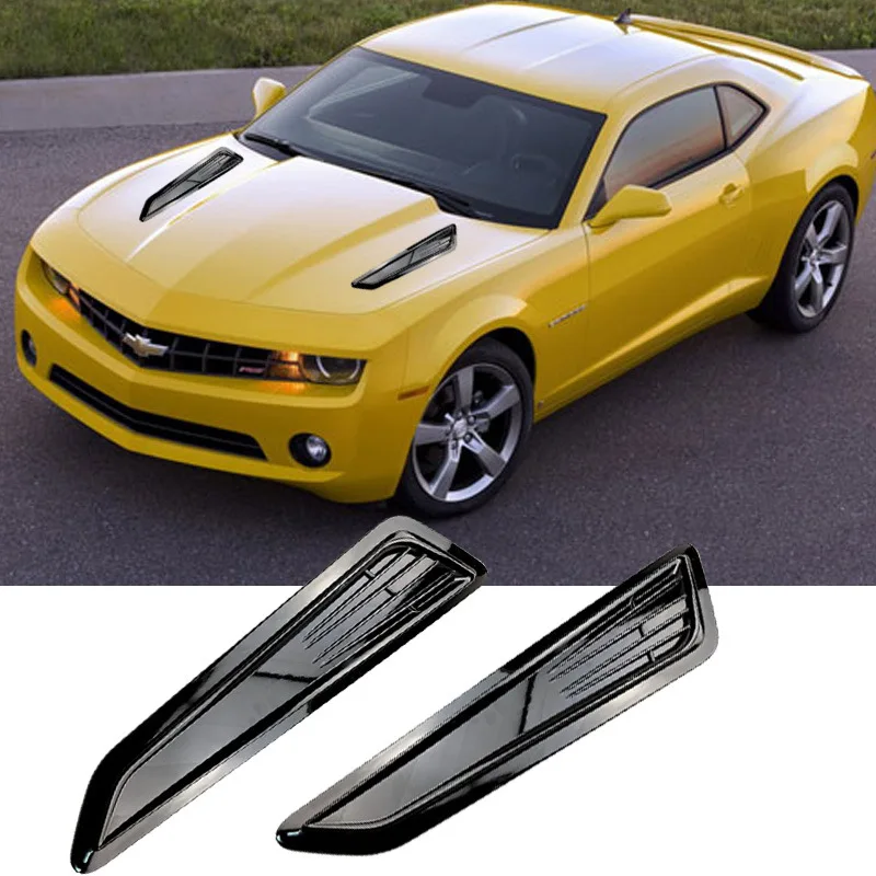 

Black Carbon Look Front Bonnet Hood Air Vent Scoop Cover For 2016-2018 Chevrolet Camaro Car Styling