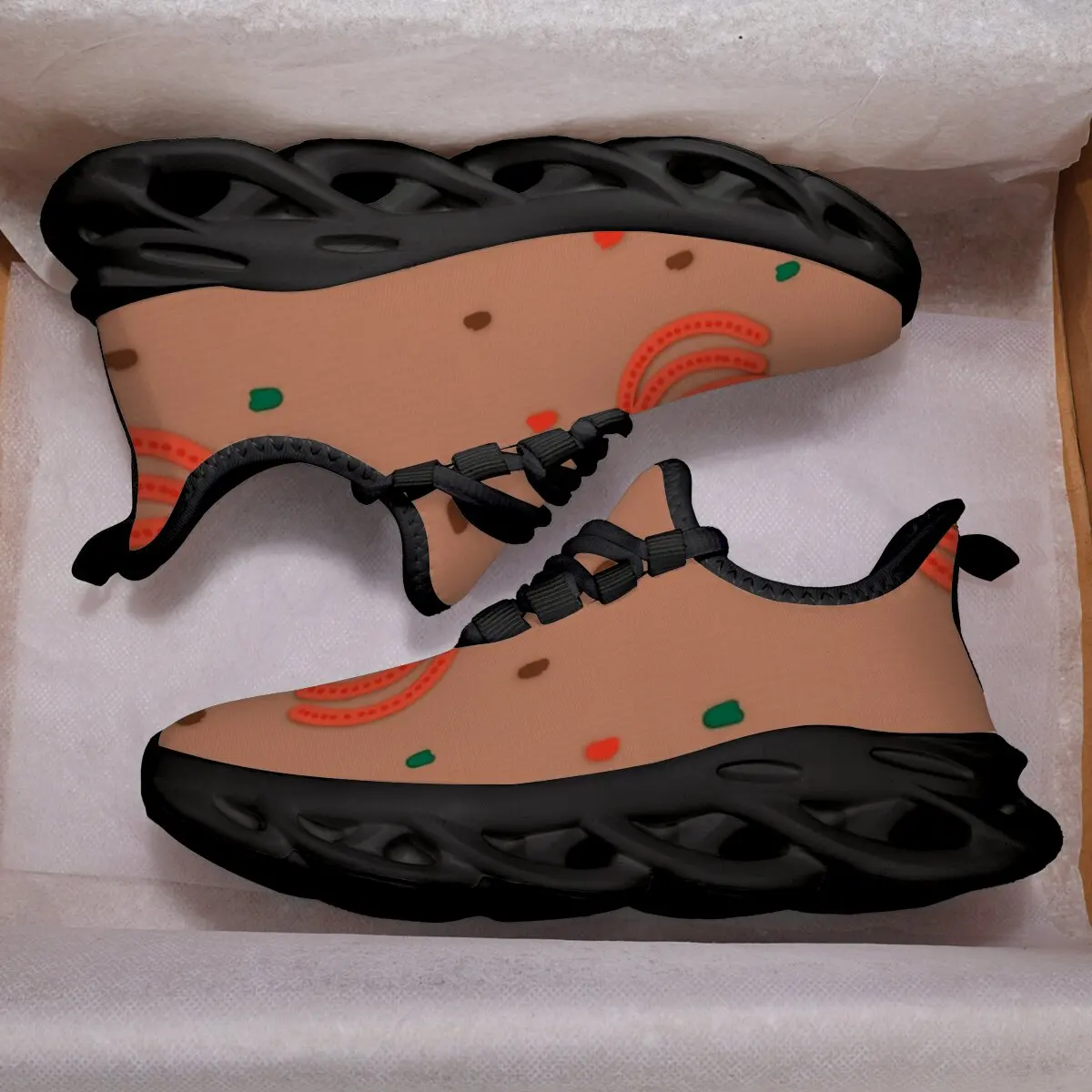 Children's Casual Shoes with Halloween-themed Mesh Breathable Lacing Pumpkin Polka Dot Pattern Lightweight Sports Shoes