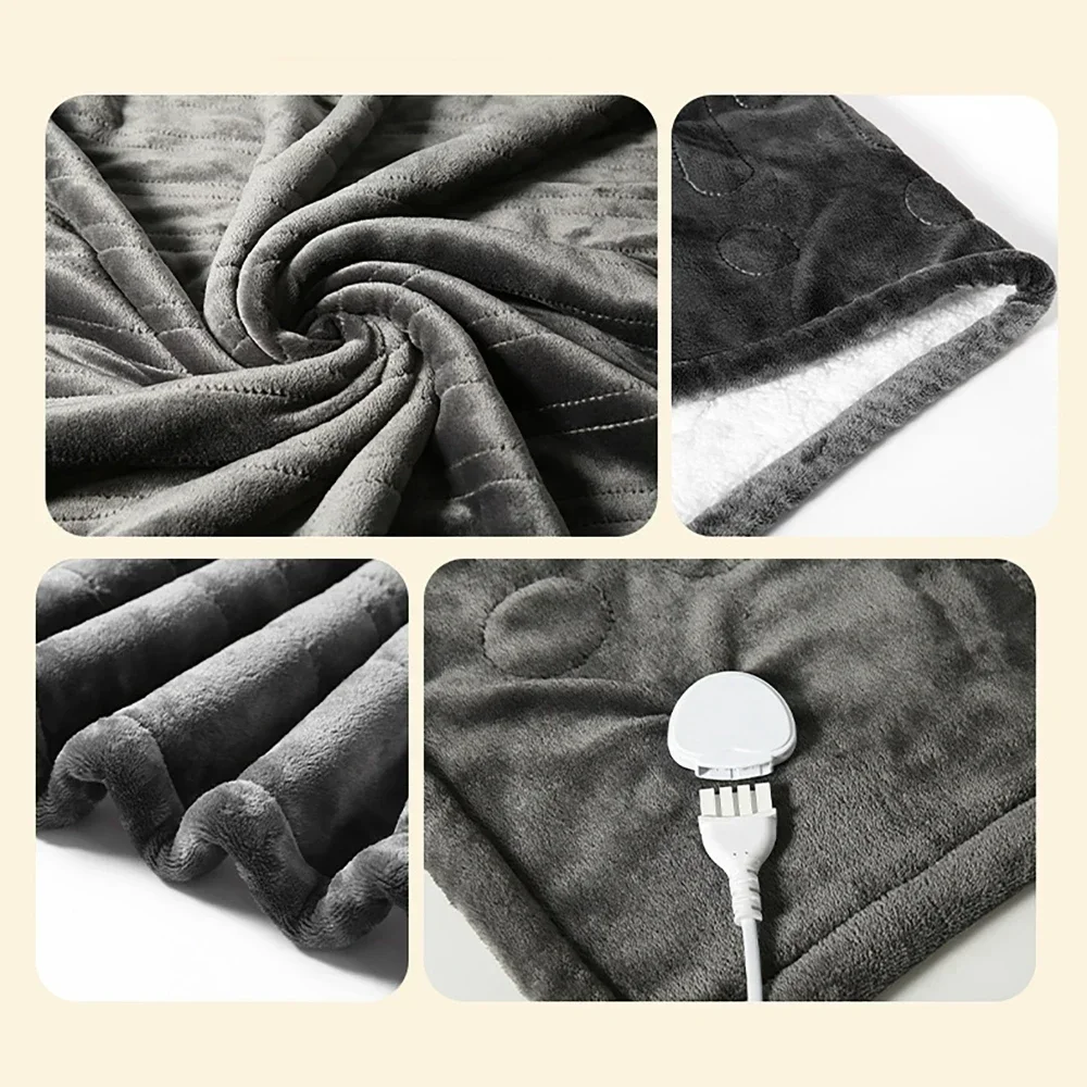 Flannel Electric Heated Blanket Bed Warmer Soft Nap Throw with 9 Heating Levels &12 Hours Auto-Off 5S Fast Heat Up Washable