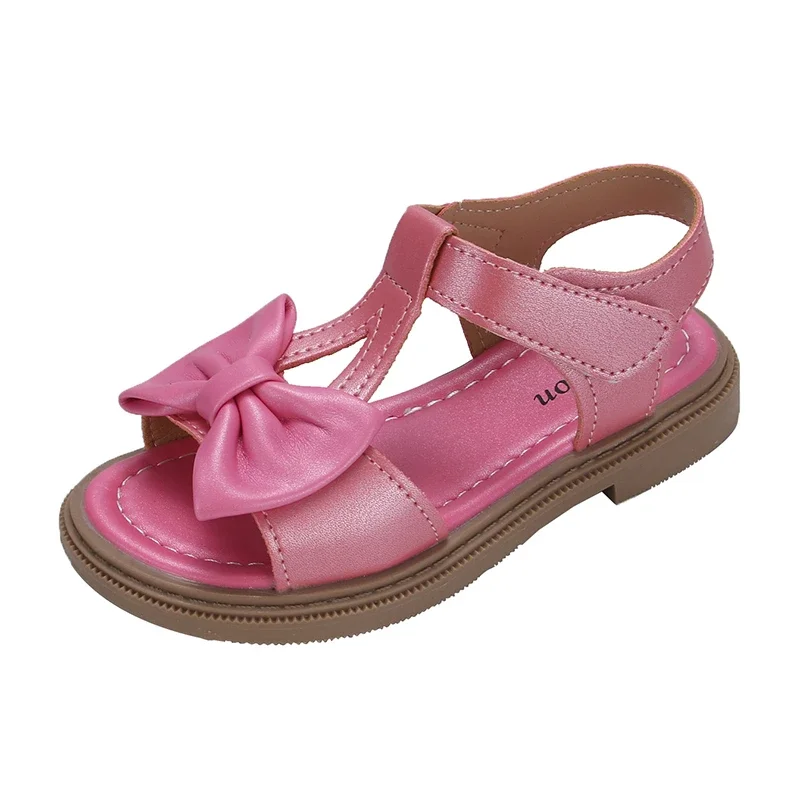 Mumoresip Sandali per ragazze alla moda per bambini Nuovo fiocco Versatile punta aperta traspirante Piattaforma semplice Scarpe casual Scarpe da