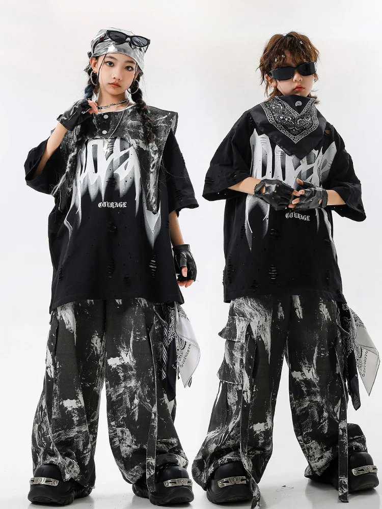 Jungen Hip Hop Tanzkleidung Hübsche Baggy Street Kleidung Mädchen Jazz Performance Kostüm Kinder Poppin Breaking Dancewear BL15925