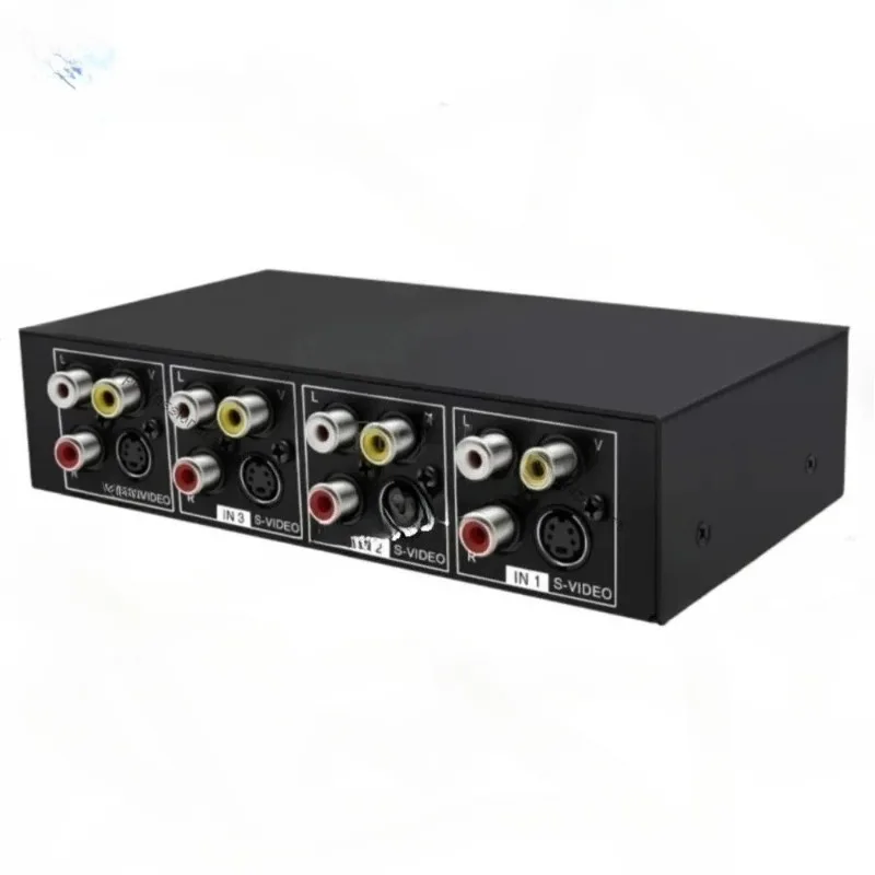 

4x1 S-Video+ AV Switcher 4 in 1 Out Video 720P Switcher with 3.5mm Audio Output Metal Case VSSW41